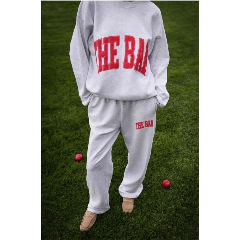 The Bar Varsity Sweatpants Light Heather Grey & Big Apple Red
